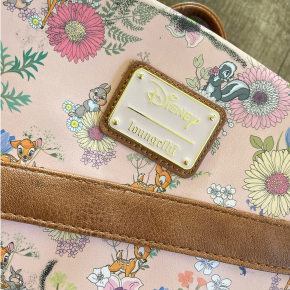 DISNEY x LOUNGEFLY Bambi Cast Floral Print Mini Simulated Leather Backpack - Picture 6 of 16